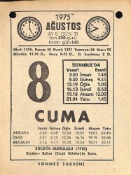 8 Ağustos 1975 Takvim Yaprağı - Doğum Günü Hediyesi EFM(N)9644 - 1