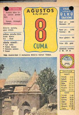 8 Ağustos 1980 Takvim Yaprağı - Doğum Günü Hediyesi EFM(N)9186 - 1