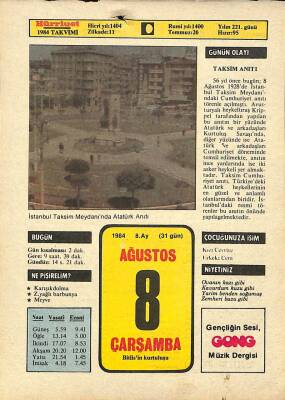 8 Ağustos 1984 Takvim Yaprağı - Doğum Günü Hediyesi EFM(N)9593 - 1