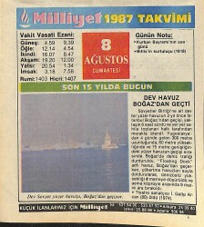 8 Ağustos 1987 Takvim Yaprağı - Doğum Günü Hediyesi EFMN14110 - Gökçekoleksiyon