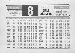 8 Ağustos 2006 Takvim Yaprağı - Doğum Günü Hediyesi EFMN14155 - Gökçekoleksiyon