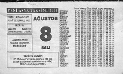 8 Ağustos 2006 Takvim Yaprağı - Doğum Günü Hediyesi EFM(N)9944 - 1