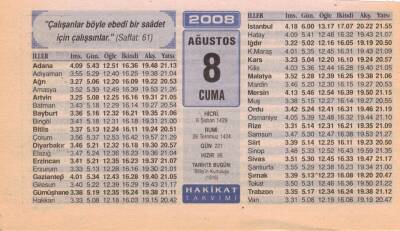 8 Ağustos 2008 Takvim Yaprağı EFM(N)2304 - 3