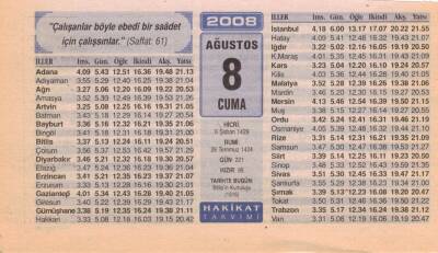 8 Ağustos 2008 Takvim Yaprağı EFM(N)2304 - 1