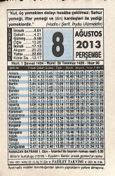8 Ağustos 2013 Takvim Yaprağı - Doğum Günü Hediyesi EFMN13551 - Gökçekoleksiyon