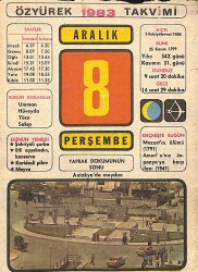 8 Aralık 1983 Takvim Yaprağı - Doğum Günü Hediyesi EFM(N)11530 - Gökçekoleksiyon