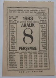8 Aralık 1983 Takvim Yaprağı - Doğum Günü Hediyesi EFM(N)6888 - Gökçekoleksiyon