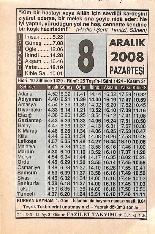 8 Aralık 2008 Takvim Yaprağı - Doğum Günü Hediyesi EFMN15325 - 1
