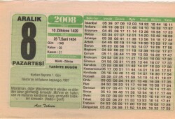 8 Aralık 2008 Takvim Yaprağı EFM(N)4351 - 3