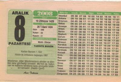 8 Aralık 2008 Takvim Yaprağı EFM(N)4351 - 1