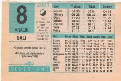 8 Aralık 2009 Takvim Yaprağı EFM(N)4382 - 1