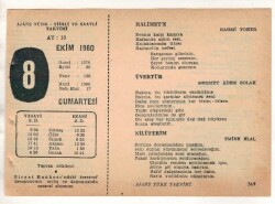 8 Ekim 1960 Ajans Türk Takvim Yaprağı (Şiirli Saatli) EFM(N) 1745 - 4