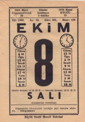 8 Ekim 1963 Takvim Yaprağı EFM(N)3529 - 2