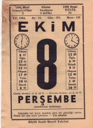 8 Ekim 1964 Takvim Yaprağı EFM(N)3530 - 2