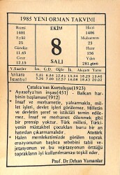 8 Ekim 1985 Takvim Yaprağı - Doğum Günü Hediyesi EFMN14961 - Gökçekoleksiyon