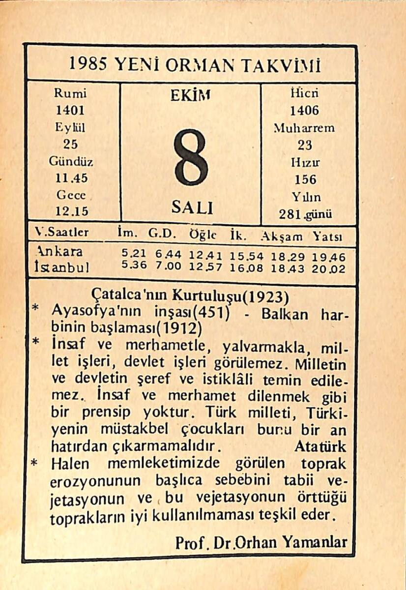 8 Ekim 1985 Takvim Yaprağı - Doğum Günü Hediyesi EFMN14961 - 1