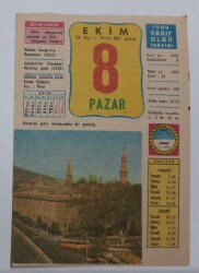 8 Ekim 1989 Takvim Yaprağı - Doğum Günü Hediyesi EFM(N)6648 - Gökçekoleksiyon