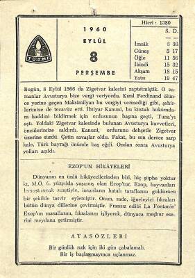 8 Eylül 1960 Takvim Yaprağı - Doğum Günü Hediyesi EFM(N)11282 - 1