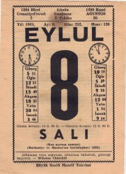 8 Eylül 1964 Takvim Yaprağı EFM(N)3598 - 2