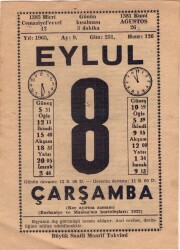 8 Eylül 1965 Takvim Yaprağı EFM(N)3596 - 3