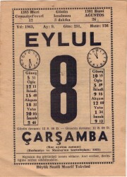 8 Eylül 1965 Takvim Yaprağı EFM(N)3596 - 1