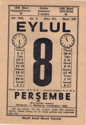 8 Eylül 1966 Takvim Yaprağı EFM(N)3597 - 1