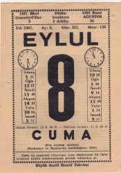8 Eylül 1967 Takvim Yaprağı EFM(N)3599 - 1