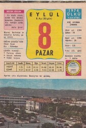 8 Eylül 1974 Takvim Yaprağı -Doğum Günü Hediyesi EFM(N)6379 - Gökçekoleksiyon