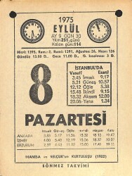 8 Eylül 1975 Takvim Yaprağı - Doğum Günü Hediyesi EFM(N)12488 - Gökçekoleksiyon