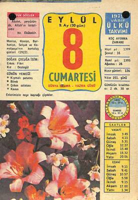 8 Eylül 1979 Takvim Yaprağı - Doğum Günü Hediyesi EFM(N)10052 - 1