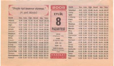 8 Eylül 2008 Takvim Yaprağı EFM(N)2668 - 1