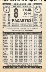 8 Eylül 2014 Takvim Yaprağı - Doğum Günü Hediyesi EFMN14298 - Gökçekoleksiyon