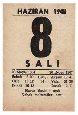 8 Haziran 1948 Takvim Yaprağı EFM880 - 3