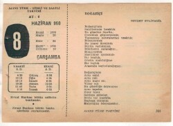 8 Haziran 1960 Ajans Türk Takvim Yaprağı (Şiirli Saatli) EFM(N)1625 - 1