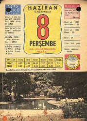 8 Haziran 1972 Takvim Yaprağı - Doğum Günü Hediyesi EFM(N)12169 - Gökçekoleksiyon