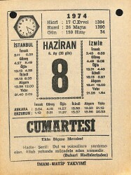 8 Haziran 1974 Takvim Yaprağı - Doğum Günü Hediyesi EFM(N)11967 - Gökçekoleksiyon