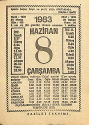 8 Haziran 1983 Takvim Yaprağı - Doğum Günü Hediyesi EFM(N)11995 - Gökçekoleksiyon