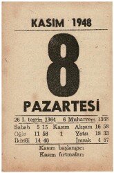 8 Kasım 1948 Takvim Yaprağı EFM830 - 3