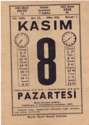 8 Kasım 1965 Takvim Yaprağı EFM(N)3664 - 3