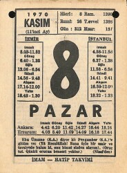 8 Kasım 1970 Takvim Yaprağı - Doğum Günü Hediyesi EFM(N)10740 - 4