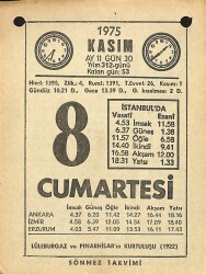 8 Kasım 1975 Takvim Yaprağı - Doğum Günü Hediyesi EFM(N)12574 - Gökçekoleksiyon