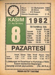 8 Kasım 1982 Takvim Yaprağı - Doğum Günü Hediyesi EFMN15983 - Gökçekoleksiyon