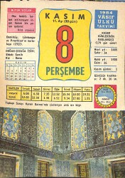 8 Kasım 1984 Takvim Yaprağı - Doğum Günü Hediyesi EFMN14802 - Gökçekoleksiyon