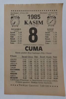 8 Kasım 1985 Takvim Yaprağı - Doğum Günü Hediyesi EFM(N)6684 - 1