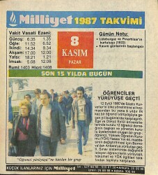 8 Kasım 1987 Takvim Yaprağı - Doğum Günü Hediyesi EFM(N)11937 - Gökçekoleksiyon