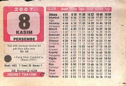 8 Kasım 2007 Takvim Yaprağı - Doğum Günü Hediyesi EFMN16013 - Gökçekoleksiyon