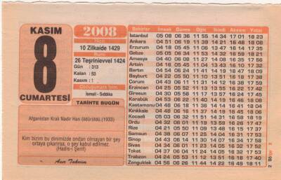 8 Kasım 2008 Takvim Yaprağı EFM(N)3804 - 2