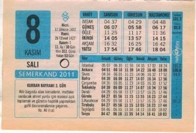 8 Kasım 2011 Takvim Yaprağı EFM(N)1357 - 1