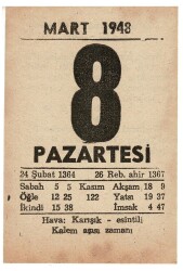 8 Mart 1948 Takvim Yaprağı EFM908 - 1