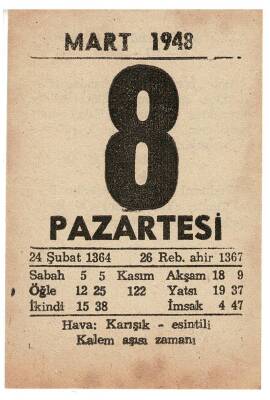 8 Mart 1948 Takvim Yaprağı EFM908 - 3
